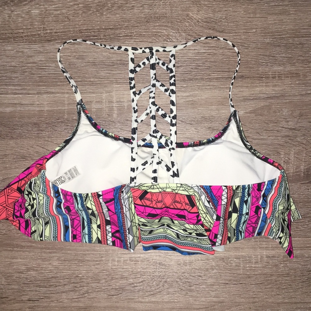 PINK Multi Color Ruffle Bikini Top - Picture 2 of 3